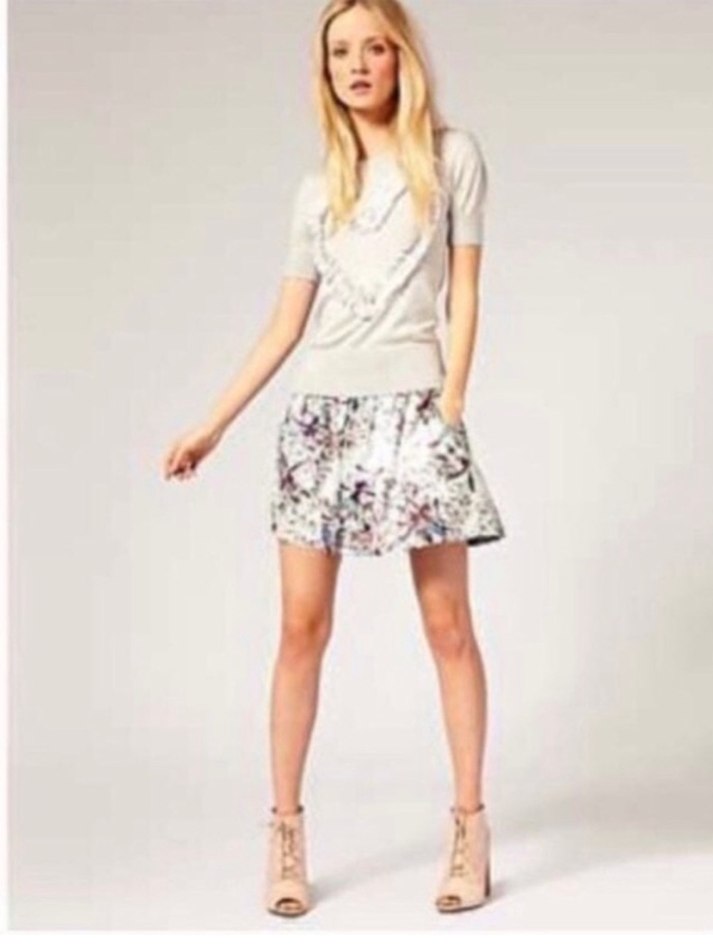 Ted Baker London Dragonfly Print Mini Skirt Womens Size 4 Fit Flare Pockets